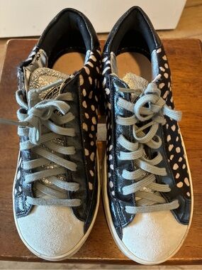 P448 John Spotted Calf Hair Leather Sneakers EU 37 Animal Print made in Italy